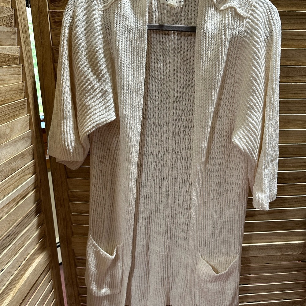 Cream Knit Open Cardigan